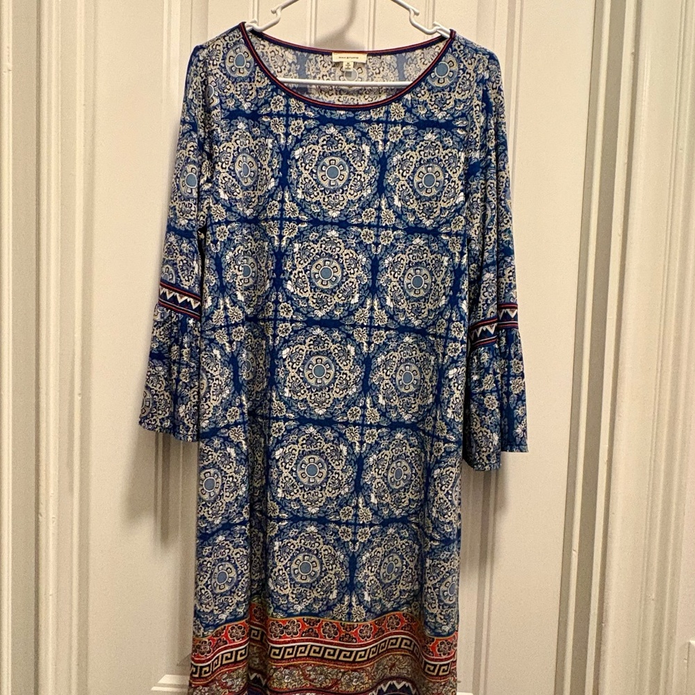 Max Studio Shift Dress Navy Blue, White and Red *Perfect for the 4th*